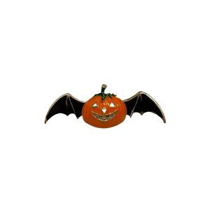 Halloween Pumpkin Bat Wings Rhinestone Zinc Alloy Brooch